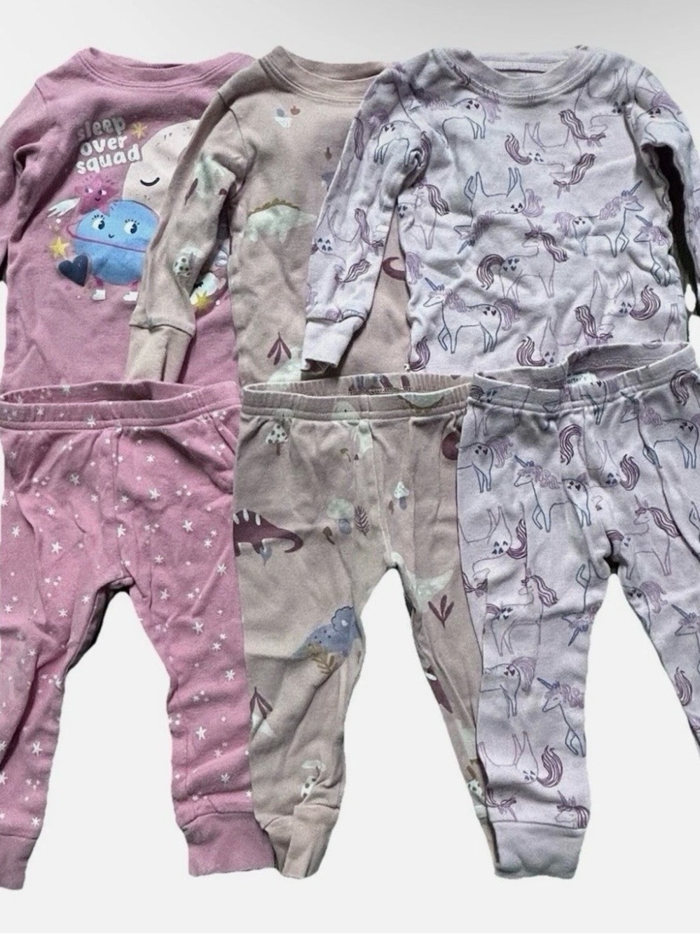 Baby Girl Two Piece Pajama Sets Dinosaurs Unicorns Space Size 9-12 Months